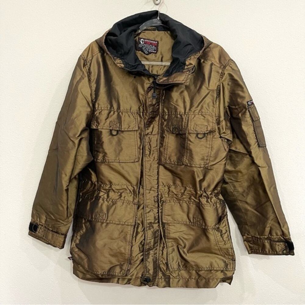 Southpole Function Hooded Oversized Utility Jacket Metallic-Look Fabric - Small